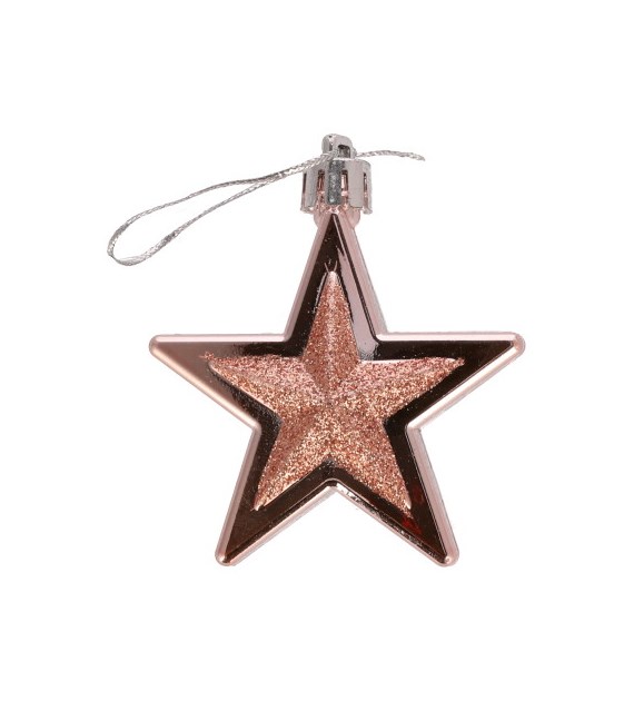 Bombki plastikowe gwiazdki, 6,5cm/6szt, szampański