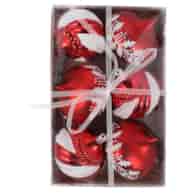 Bombki plastikowe 8cm/6szt, czerwony, biały