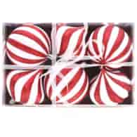 Bombki plastikowe 8cm/6szt, czerwony, biały