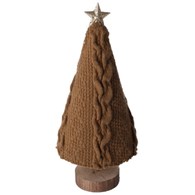 Choinka z materiału na drewnianej podstawie, 27,5cm, brąz