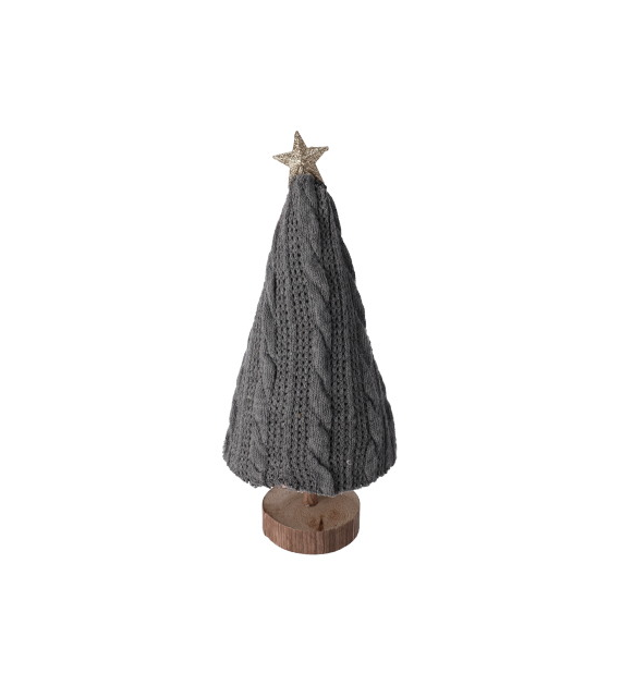 Choinka z materiału na drewnianej podstawie, 27,5cm, szary