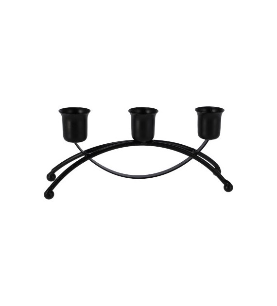 Świecznik potrójny, czarny, 8,5x5x19cm