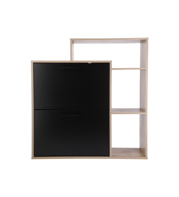 Szafka na buty z regałem, płyta wiórowa z okleiną, 90x24x86, czarny