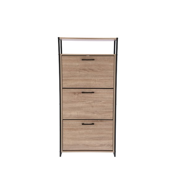 Szafka na buty, płyta wiórowa z okleiną, stal, 131x24x63 , naturalny