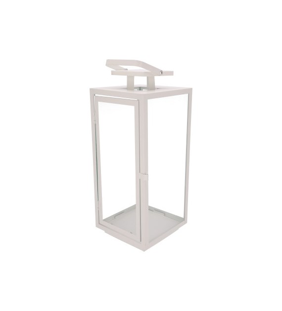 Latarnia metalowa ze szklanymi ściankami M 40x16,5x17,5 biała