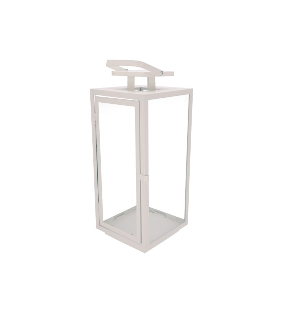 Latarnia metalowa ze szklanymi ściankami M 40x16,5x17,5 biała