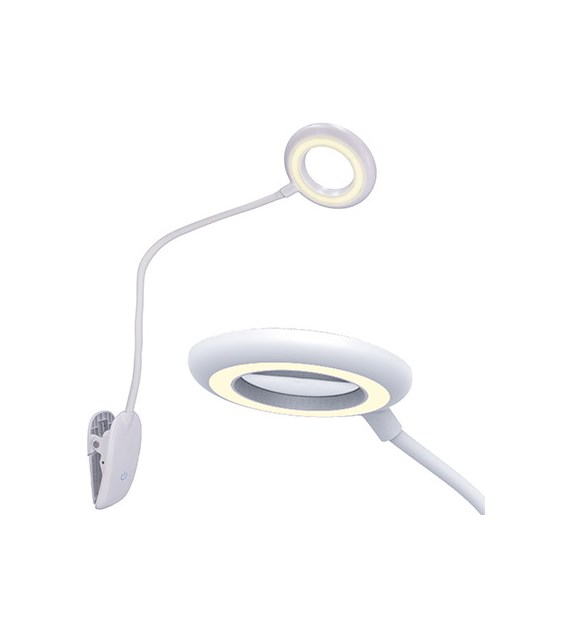 Lampka LED z klipsem i regulowanym ramieniem, biała, wew.