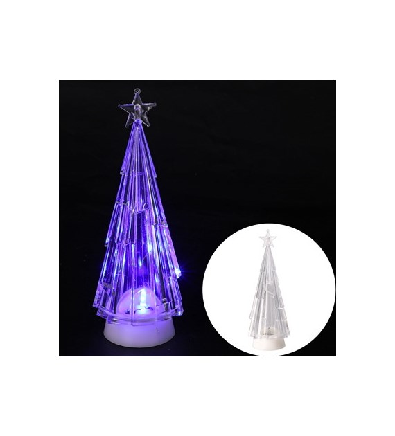 Figurka LED choinka 6x6x16cm, RGB, na baterie, wew.