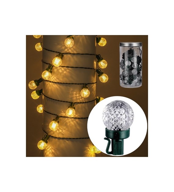 Girlanda 30LED z dekoracją w kształcie kulki, ciepły biały, na baterie, 8 funkcji, zew.