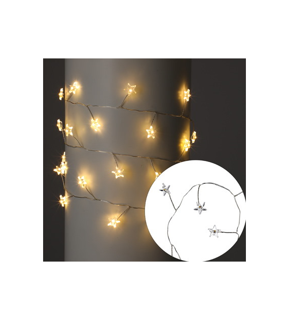 Girlanda 40 LED, gwiazdki, ciepły biały 150 cm, na baterie 3xAA, wew.