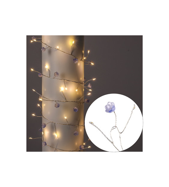 Girlanda 60 LED, kwiatki, ciepły biały 200 cm, na baterie 3xAA, wew.