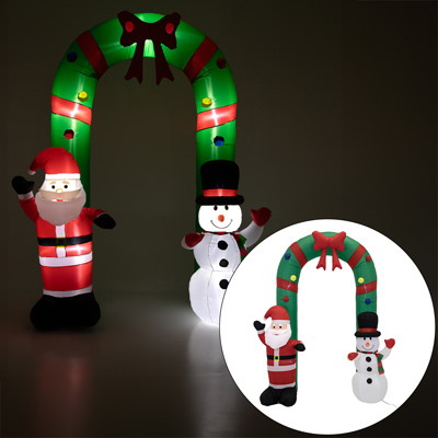 Nadmuchiwany Łuk Z Mikołajem I Bałwanem 250x195cm, 7LED - Białe
