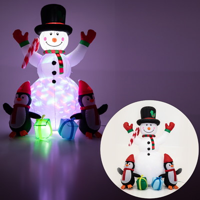 Nadmuchiwany Bałwan 180cm, 2LED Białe, 1LED Projektor RGB