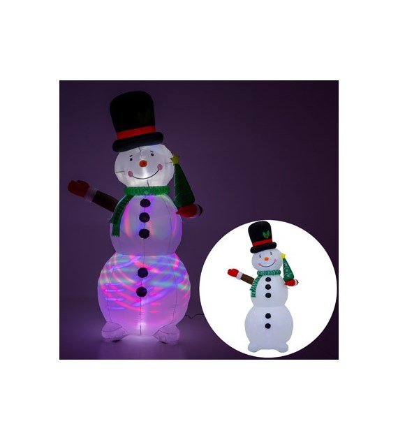 Nadmuchiwany bałwan 190cm, 1LED biały, 1LED RGB, zew.