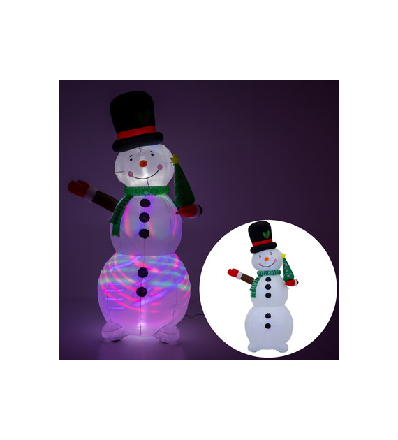 Nadmuchiwany bałwan 190cm, 1LED biały, 1LED RGB, zew.