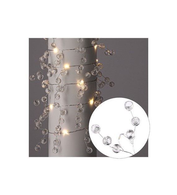 Girlanda 20 LED, diamenty, ciepły biały 200 cm, na baterie 3xAA, wew.
