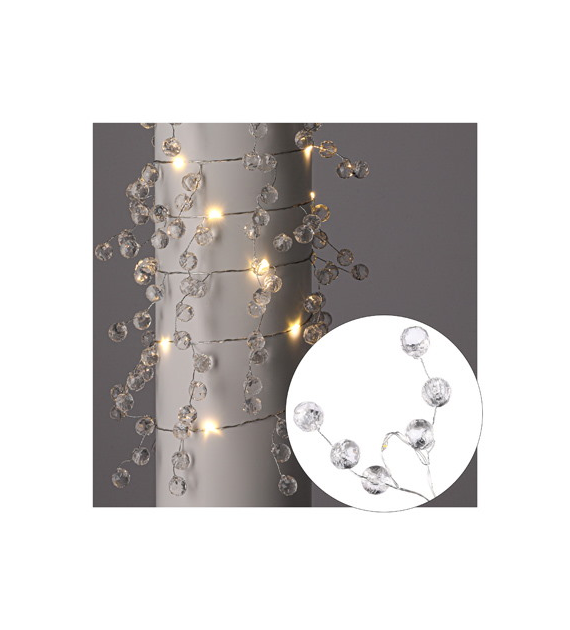 Girlanda 20 LED, diamenty, ciepły biały 200 cm, na baterie 3xAA, wew.