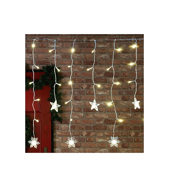 Kurtyna 90 LED gwiazdy i śnieżynki170x50cm, ciepły biały, zew.