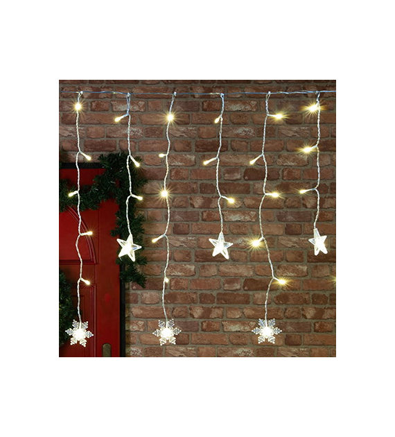 Kurtyna 90 LED gwiazdy i śnieżynki170x50cm, ciepły biały, zew.