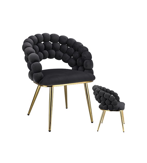 Krzesło BELLA czarne na złotych nogach