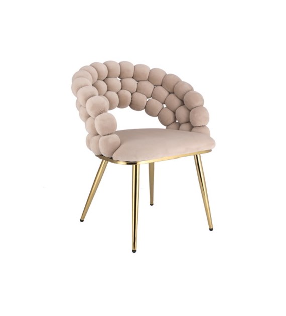 Krzesło BELLA beżowe na złotych nogach