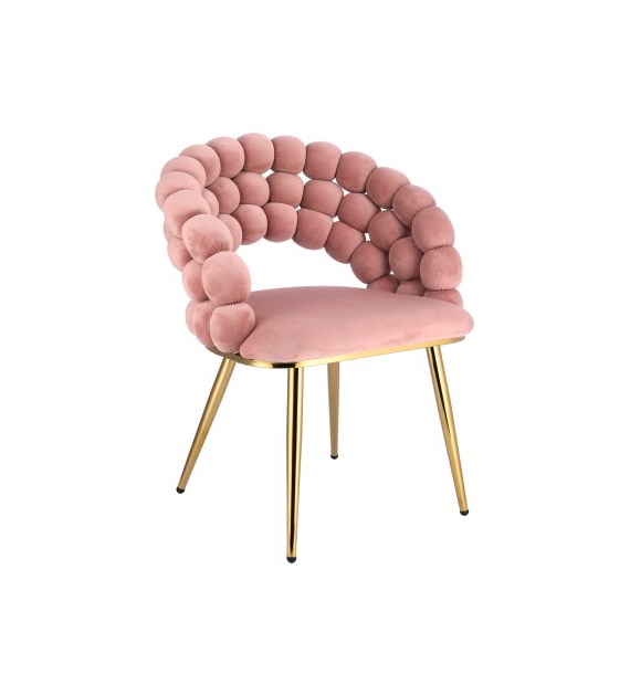 Krzesło BELLA różowe na złotych nogach