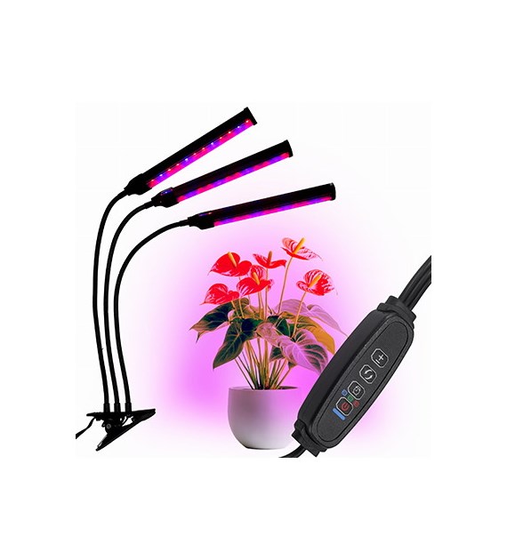 Uniwersalna lampa do roślin z trzema panelami świetlnymi, na USB bez zasilacza