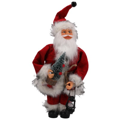 Mikołaj Z Materiału Z Sankami I Nartami, 30cm - Czerwony