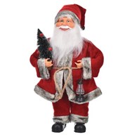 Mikołaj z materiału z sankami i nartami, choinką i latarenką, 40cm