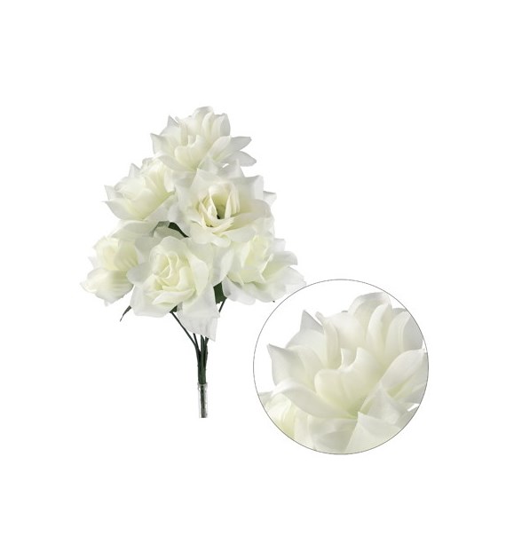 Bukiet 6 róż, 36cm, kremowy