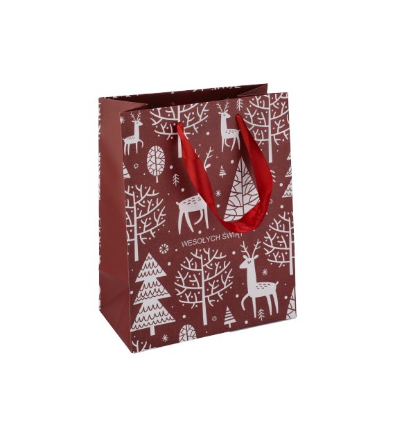 Torebka średnia, laminat matowy 157g/m2, 23 cm, wstążka