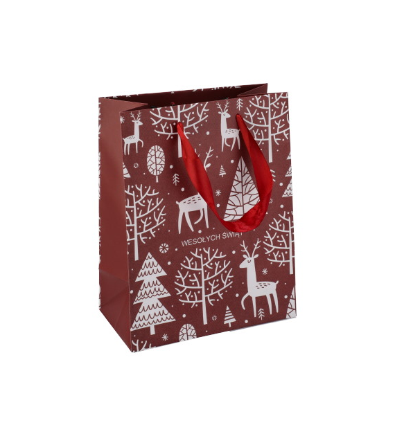 Torebka średnia, laminat matowy 157g/m2, 23 cm, wstążka