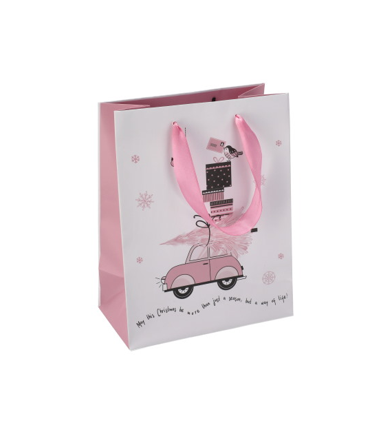 Torebka średnia, laminat matowy 157g/m2, 23 cm, wstążka