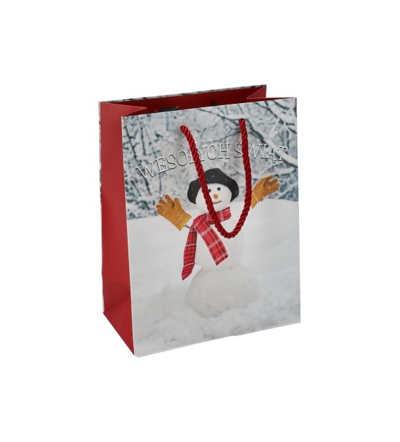 Torebka średnia, laminat matowy 210g/m2, 23 cm, brokat, gruby sznurek