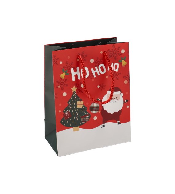 Torebka średnia, laminat matowy 210g/m2, 23 cm, brokat, gruby sznurek