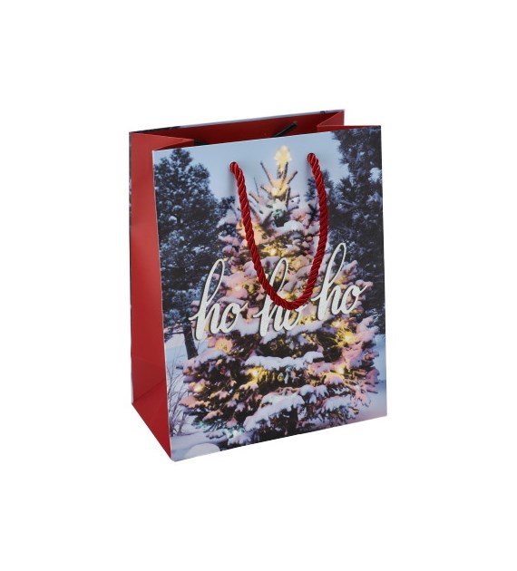 Torebka średnia, laminat matowy 210g/m2, 23 cm, brokat, gruby sznurek