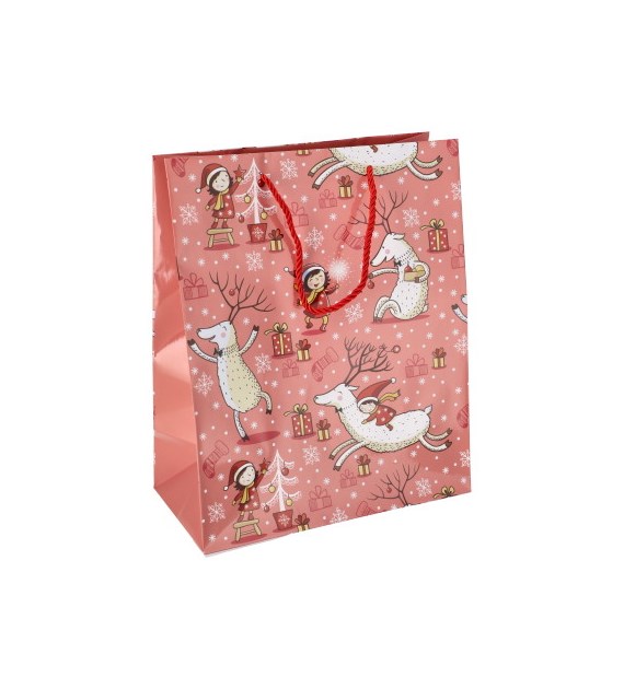 Torebka duża, laminat błyszczący 128g/m2, 32 cm, sznurek