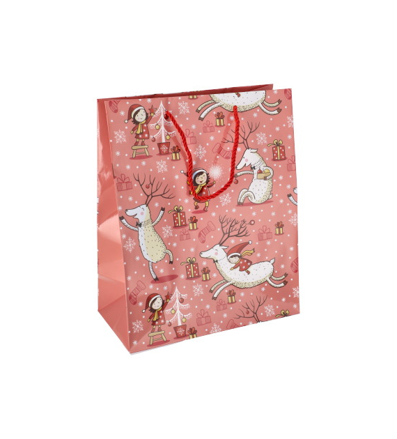 Torebka duża, laminat błyszczący 128g/m2, 32 cm, sznurek