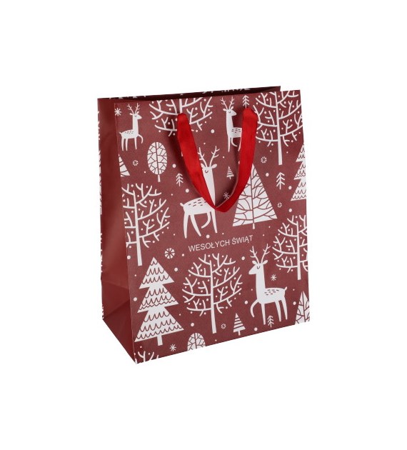 Torebka duża, laminat matowy 157g/m2, 32 cm, wstążka
