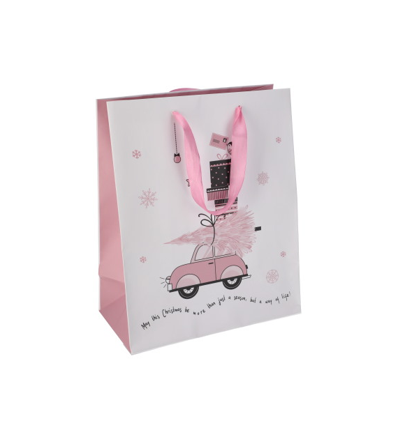 Torebka duża, laminat matowy 157g/m2, 32 cm, wstążka