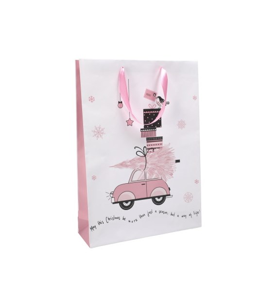 Torebka XL, laminat matowy 157g/m2, 46 cm, wstążka