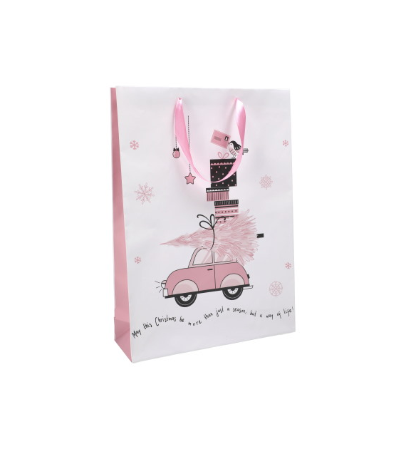 Torebka XL, laminat matowy 157g/m2, 46 cm, wstążka