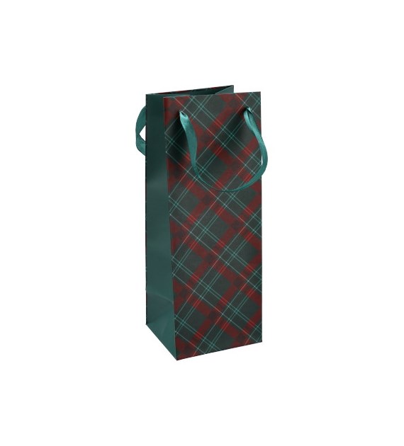 Torebka na butelkę, laminat matowy 157g/m2, 33 cm, wstążka