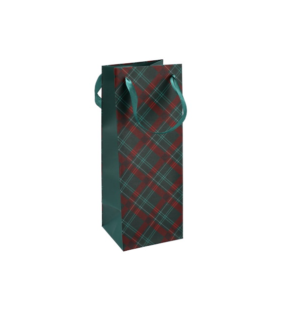 Torebka na butelkę, laminat matowy 157g/m2, 33 cm, wstążka
