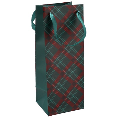 Torebka na butelkę, laminat matowy 157g/m2, 33 cm, wstążka