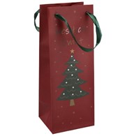 Torebka na butelkę, laminat matowy 157g/m2, 33 cm, wstążka