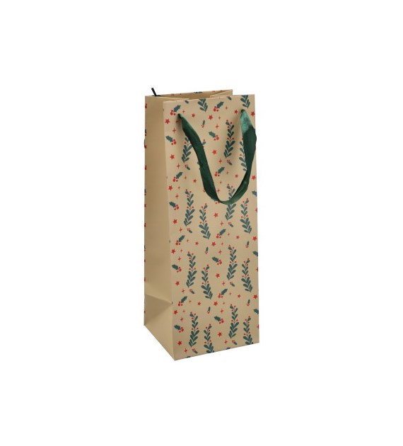 Torebka na butelkę, laminat matowy 157g/m2, 33 cm, wstążka