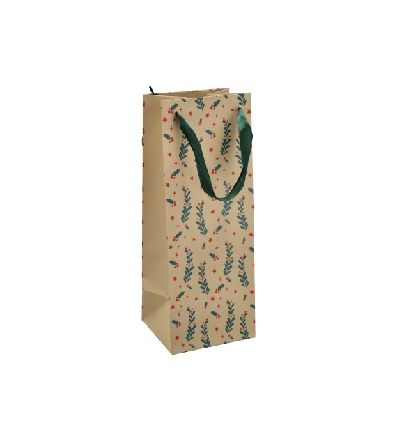 Torebka na butelkę, laminat matowy 157g/m2, 33 cm, wstążka