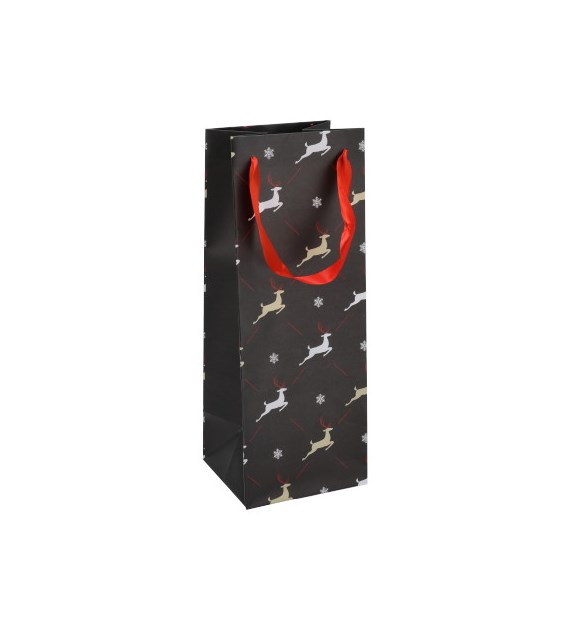 Torebka na butelkę, laminat matowy 157g/m2, 33 cm, wstążka