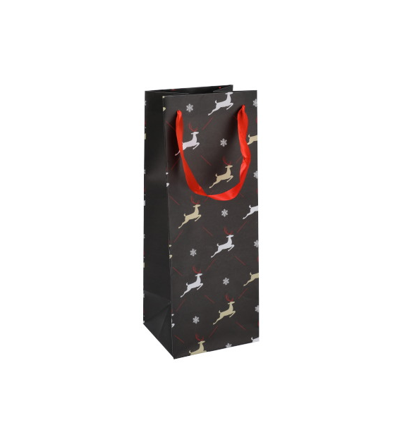 Torebka na butelkę, laminat matowy 157g/m2, 33 cm, wstążka